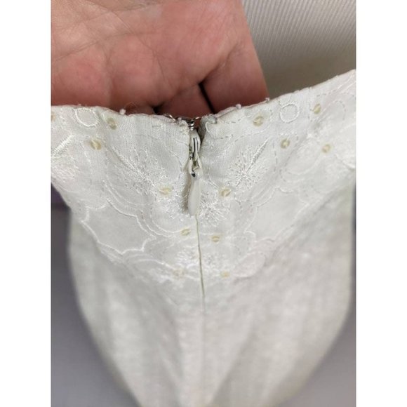 Vintage 1990s Talbot's Women's White Silk Winter Wedding Dress Snowflake Sequins - Picture 8 of 12